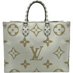 Louis Vuitton On the Go Creme Cream Khaki Green Monogram Giant Handbag